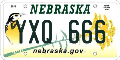 NE license plate YXQ666