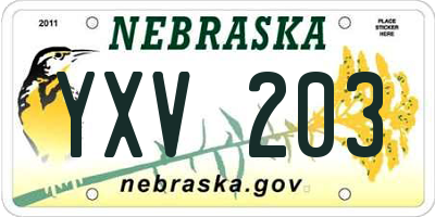 NE license plate YXV203
