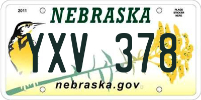 NE license plate YXV378