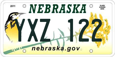 NE license plate YXZ122