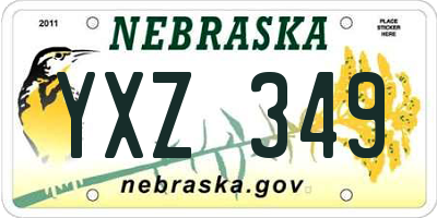 NE license plate YXZ349