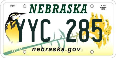 NE license plate YYC285