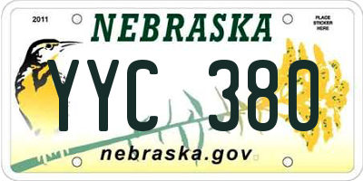 NE license plate YYC380