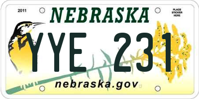 NE license plate YYE231