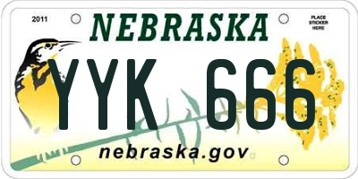 NE license plate YYK666