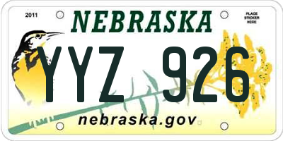 NE license plate YYZ926