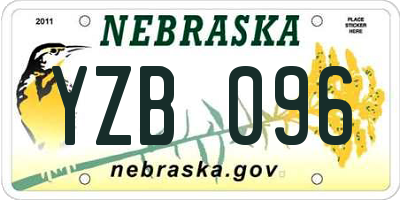 NE license plate YZB096