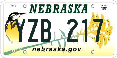 NE license plate YZB217