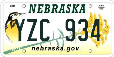 NE license plate YZC934