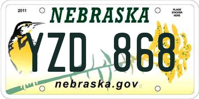 NE license plate YZD868