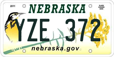 NE license plate YZE372