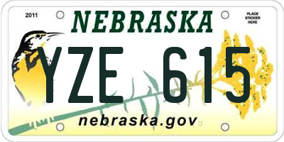 NE license plate YZE615