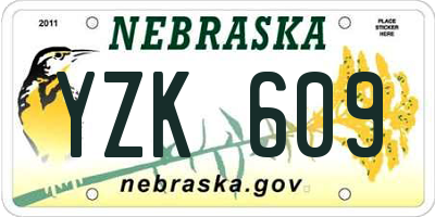 NE license plate YZK609
