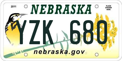 NE license plate YZK680
