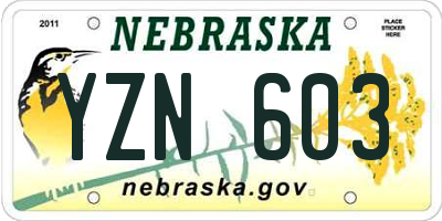 NE license plate YZN603