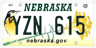 NE license plate YZN615