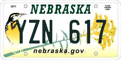 NE license plate YZN617
