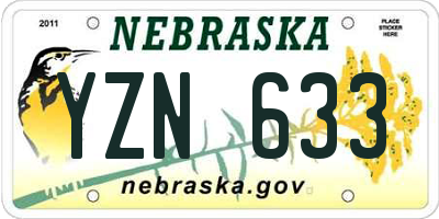 NE license plate YZN633