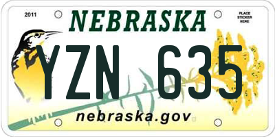 NE license plate YZN635