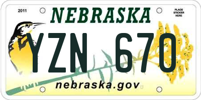 NE license plate YZN670