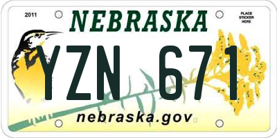 NE license plate YZN671