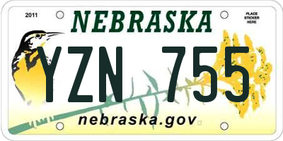 NE license plate YZN755