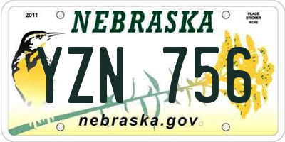 NE license plate YZN756