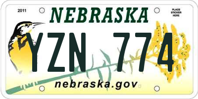 NE license plate YZN774