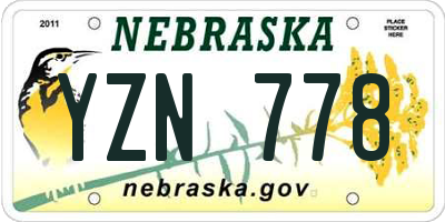NE license plate YZN778