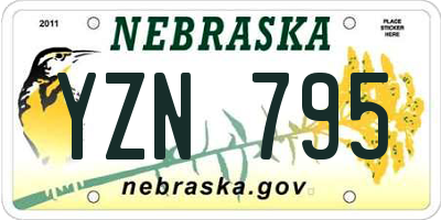 NE license plate YZN795