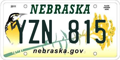 NE license plate YZN815