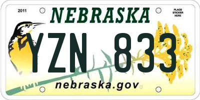NE license plate YZN833