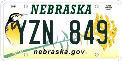 NE license plate YZN849