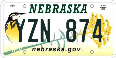 NE license plate YZN874
