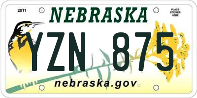 NE license plate YZN875