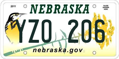 NE license plate YZO206