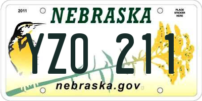 NE license plate YZO211