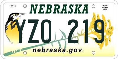 NE license plate YZO219