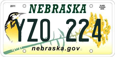 NE license plate YZO224