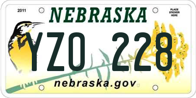 NE license plate YZO228