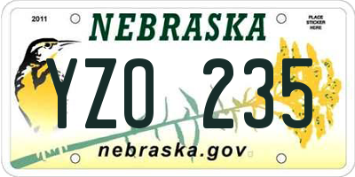 NE license plate YZO235