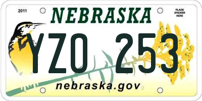NE license plate YZO253
