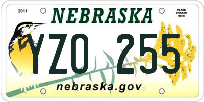 NE license plate YZO255
