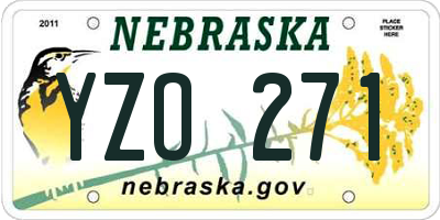 NE license plate YZO271