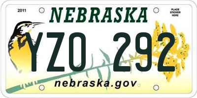 NE license plate YZO292