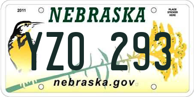 NE license plate YZO293