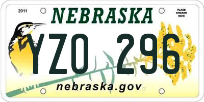 NE license plate YZO296
