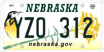 NE license plate YZO312