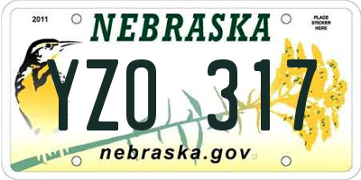 NE license plate YZO317