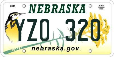 NE license plate YZO320